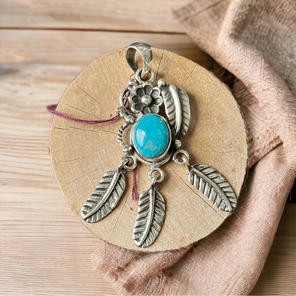 Sterling Silver Southwestern Blue Turquoise Pendant